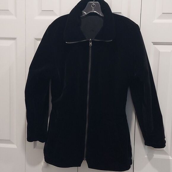 NILS Vintage 90s Retro Black Ski Jacket Reversible Velvet Size 12 - Picture 7 of 12